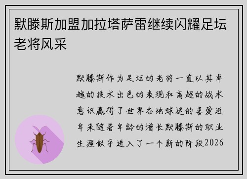 默滕斯加盟加拉塔萨雷继续闪耀足坛老将风采